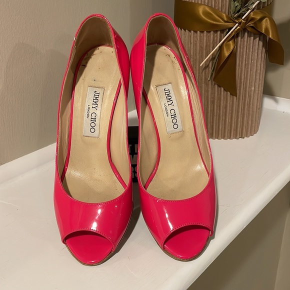 Jimmy Choo Hot Pink Wedge 38.5 - Picture 2 of 10